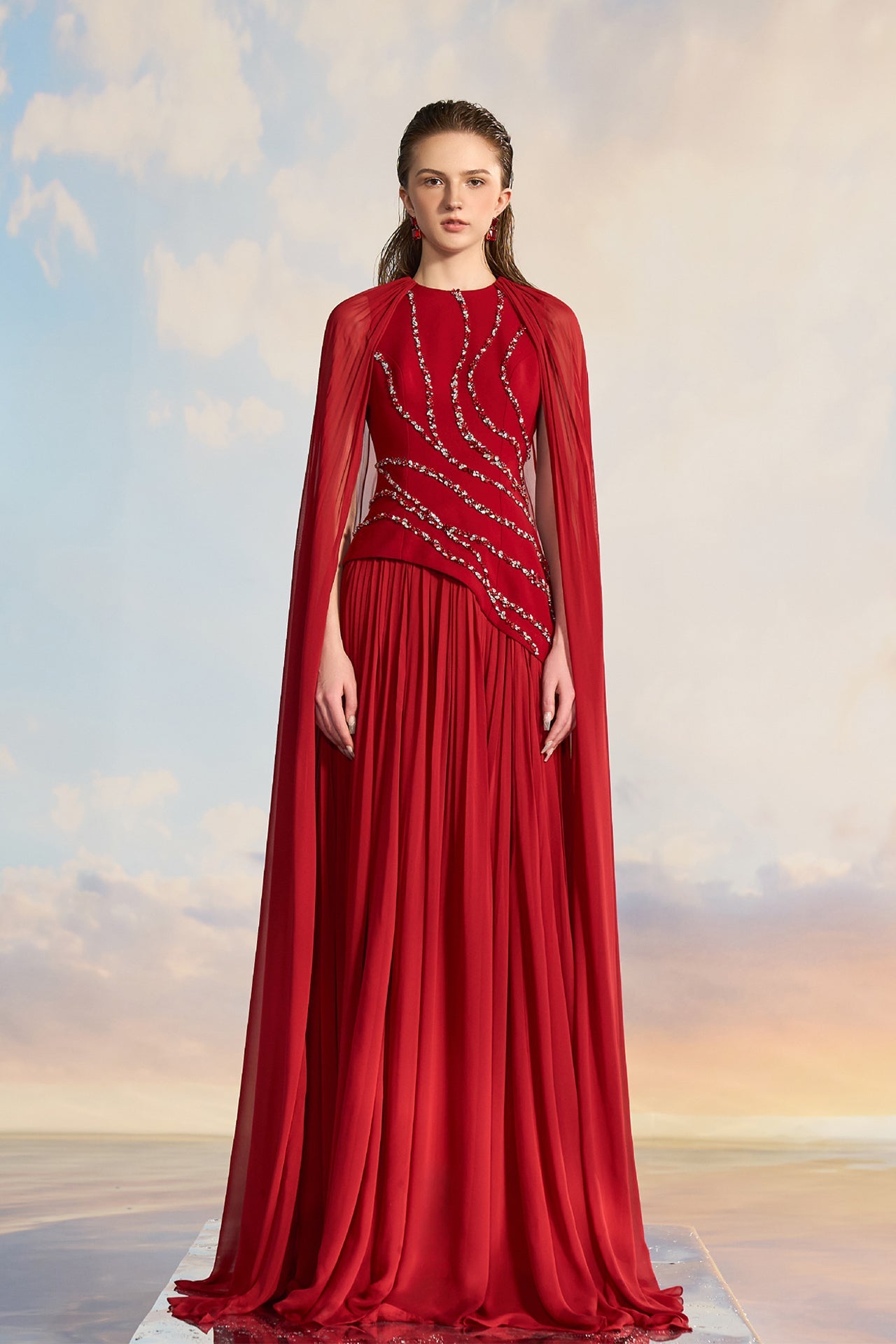red lace cape dress Red Lace Cape + dress