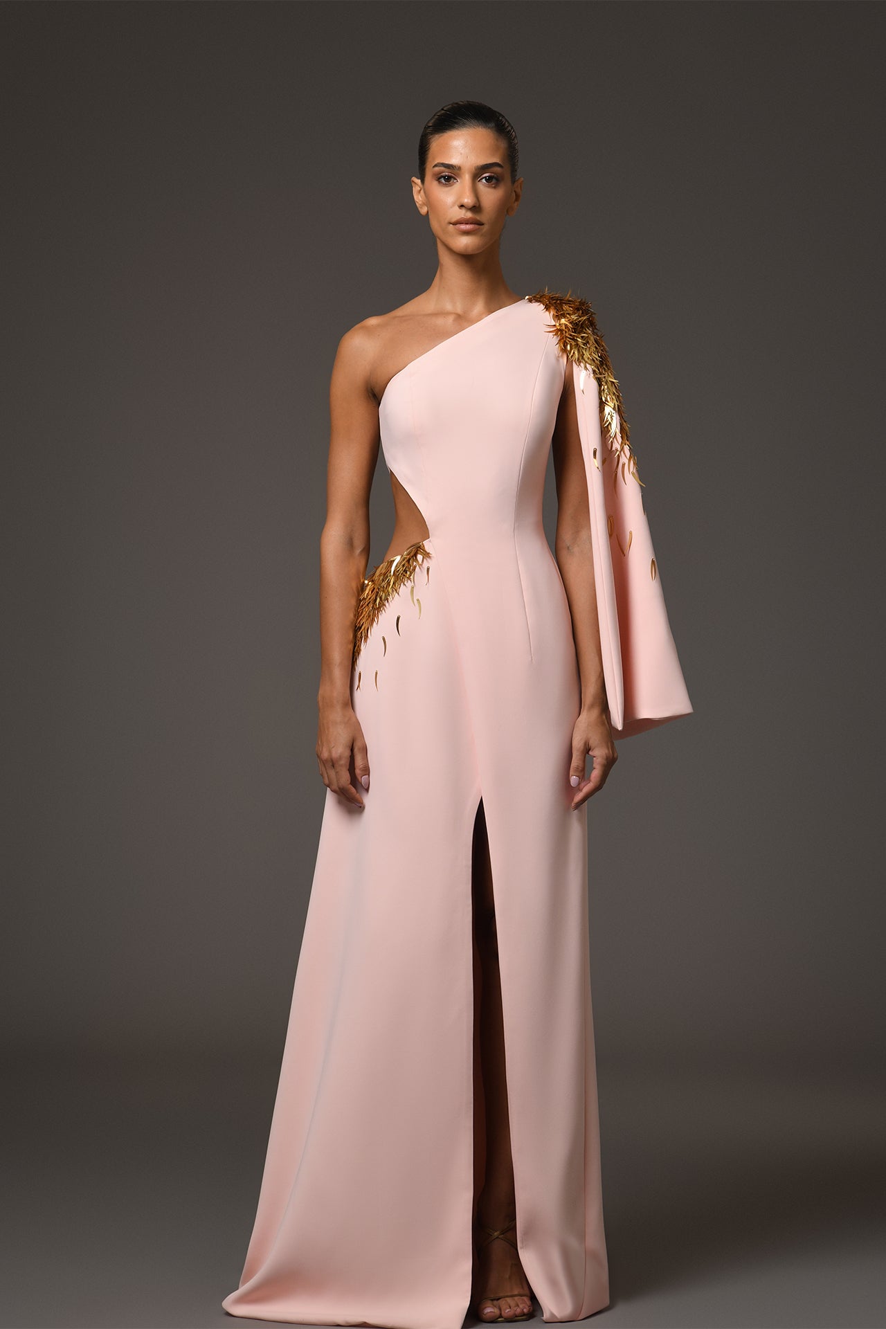Asymmetric Crepe Dress Peach / US 12