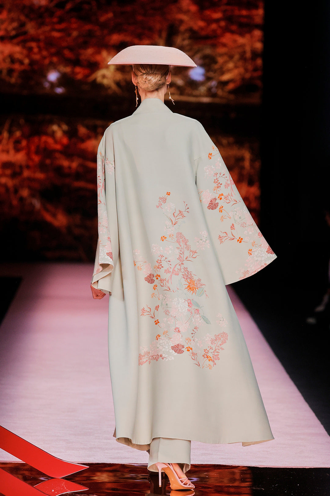 V-Neckline Satin Bell-Sleeve Dress