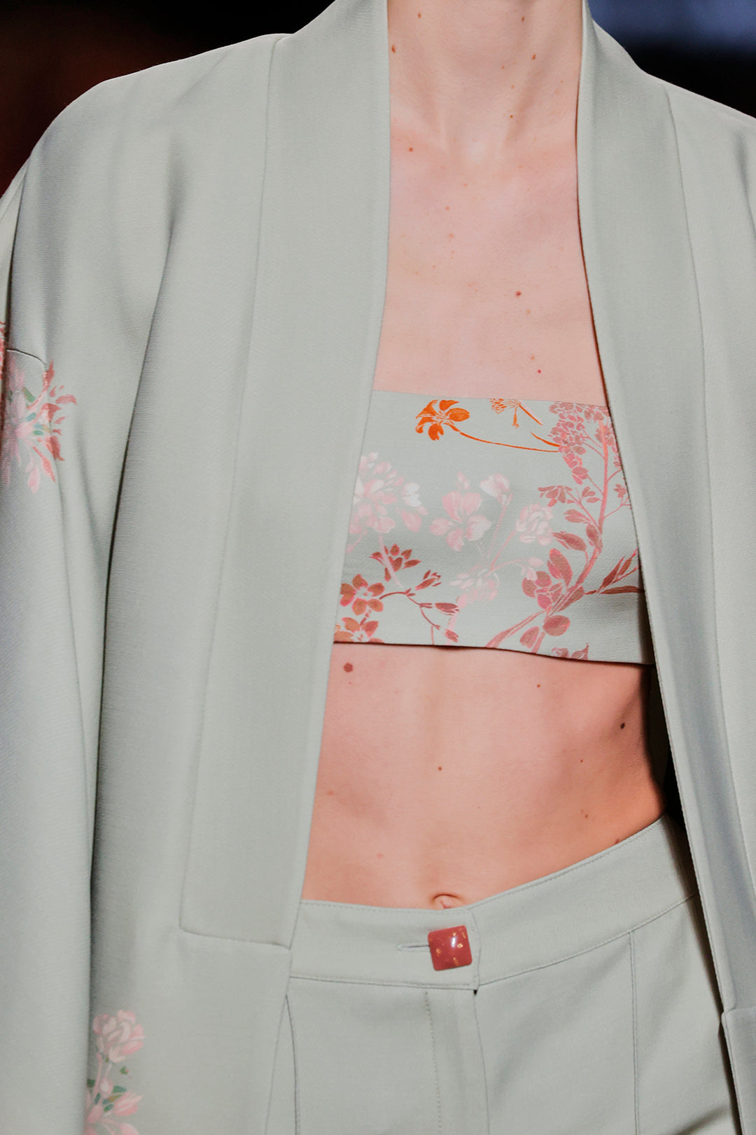 V-Neckline Satin Bell-Sleeve Dress