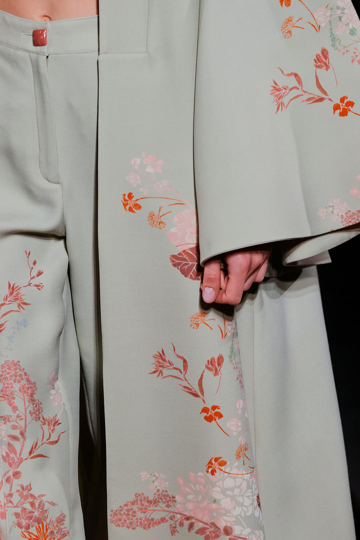 V-Neckline Satin Bell-Sleeve Dress