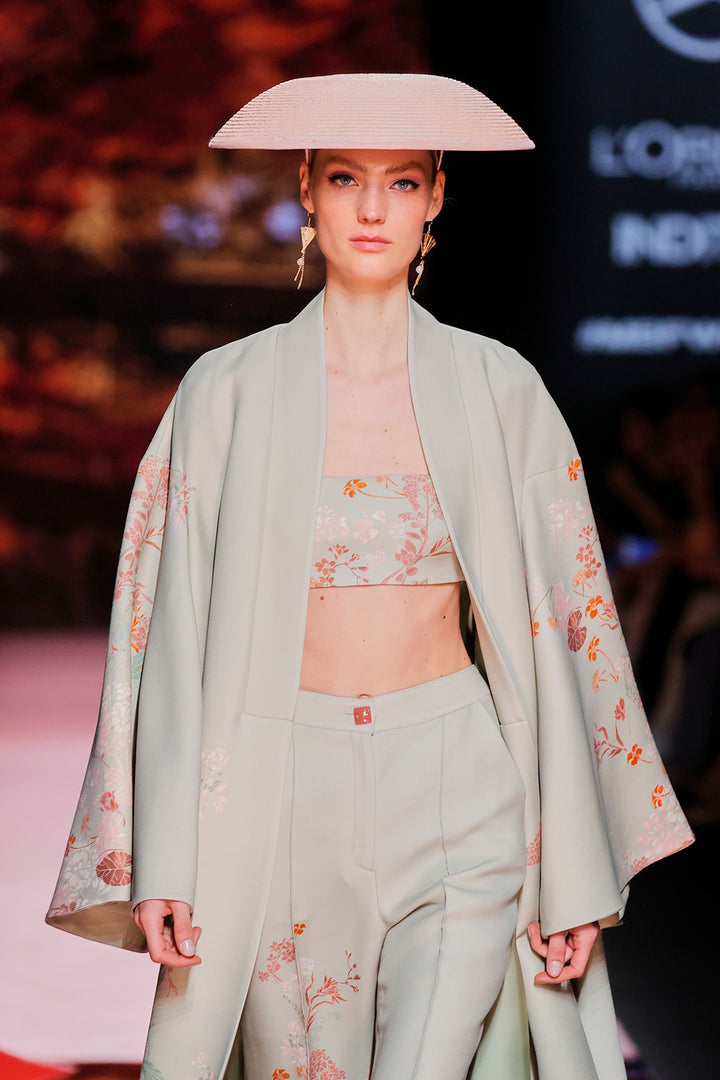 V-Neckline Satin Bell-Sleeve Dress