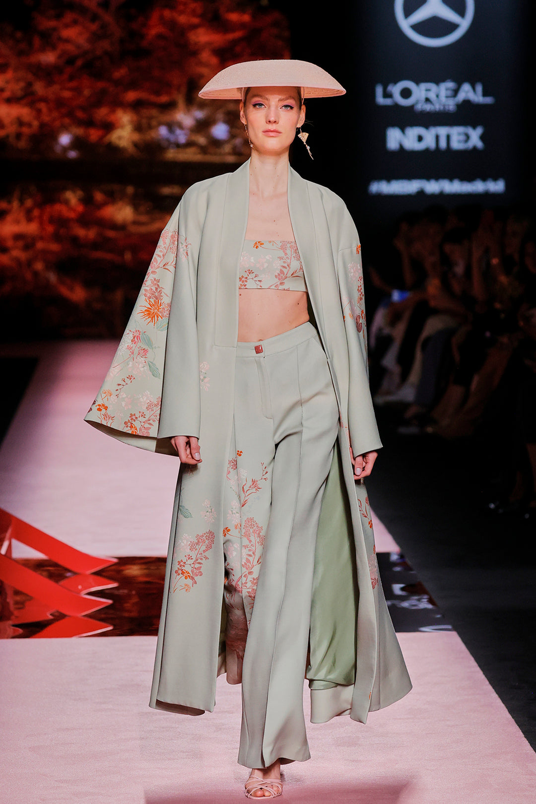 V-Neckline Satin Bell-Sleeve Dress