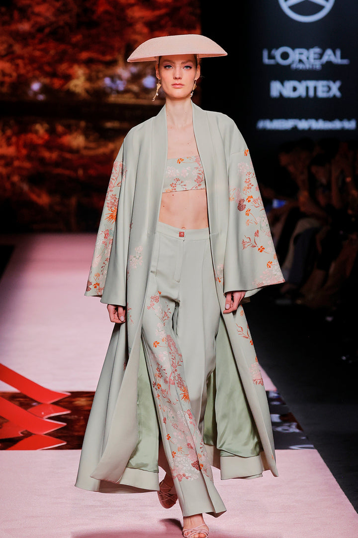 V-Neckline Satin Bell-Sleeve Dress