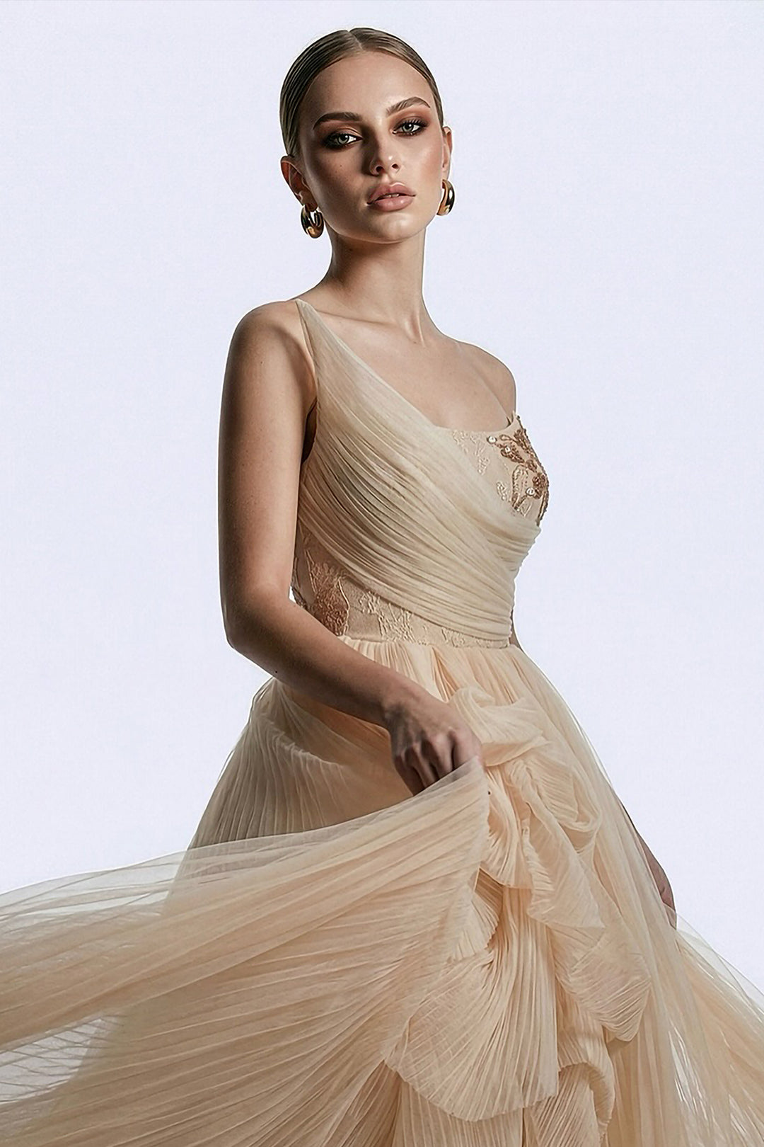 A-line Long with Strapless Sculpted Dress