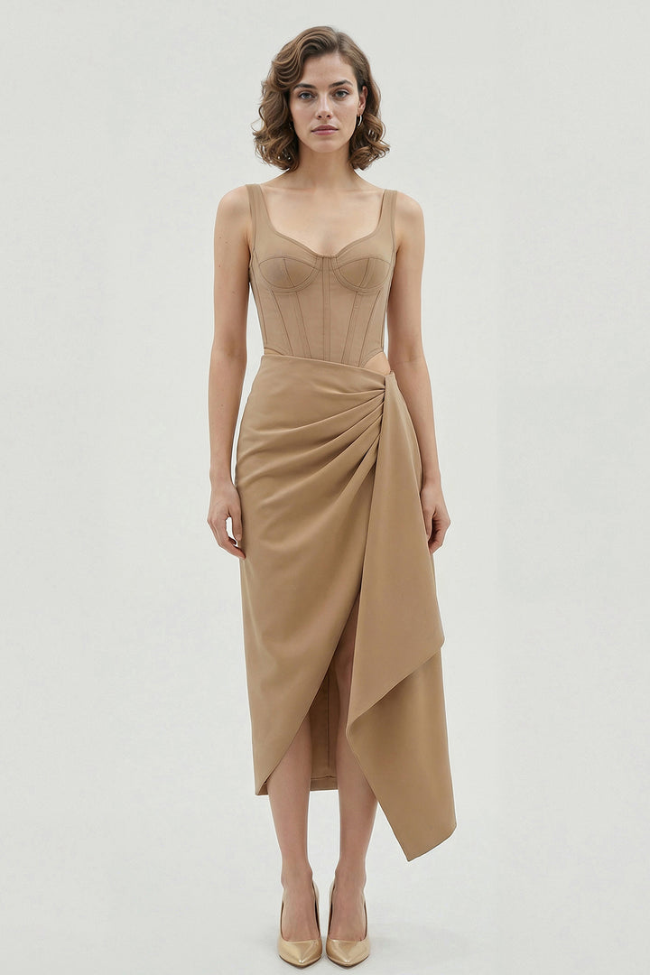 Draped Corset Wrap Dress