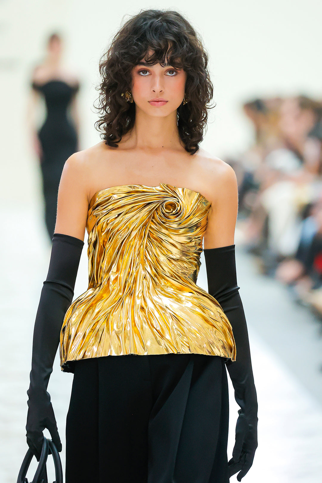 Strapless Metallic Trouser Set