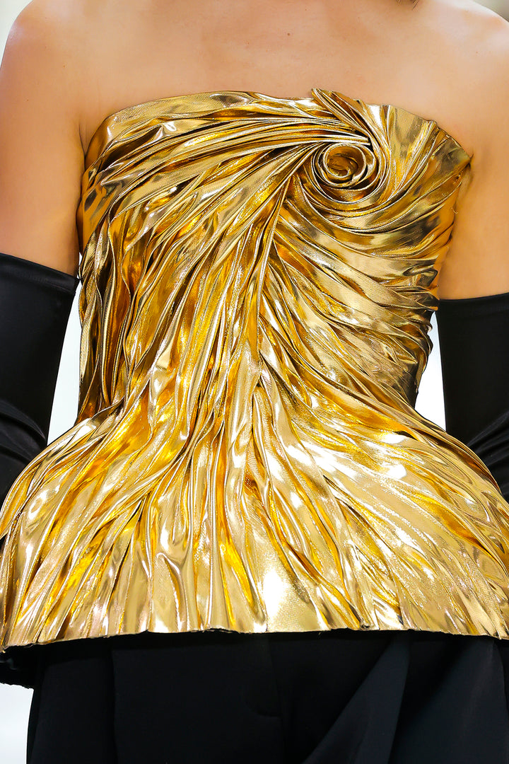 Strapless Metallic Trouser Set