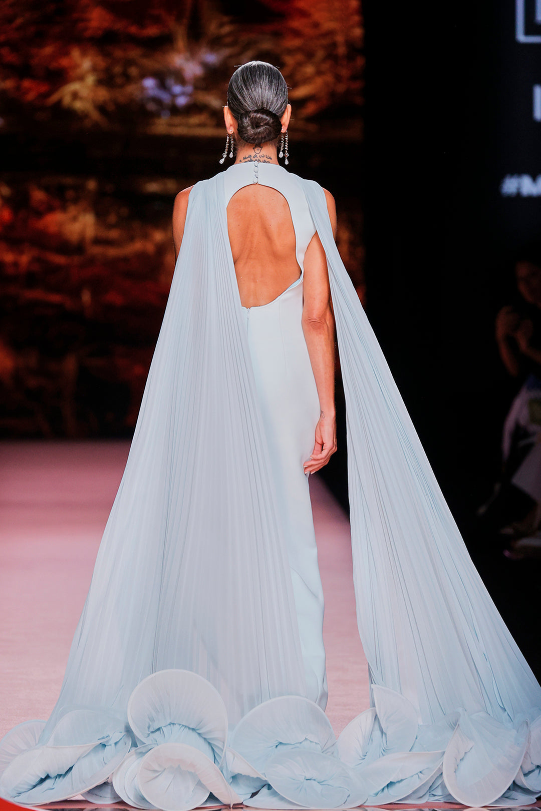 Cape-Neckline Silk Column Dress