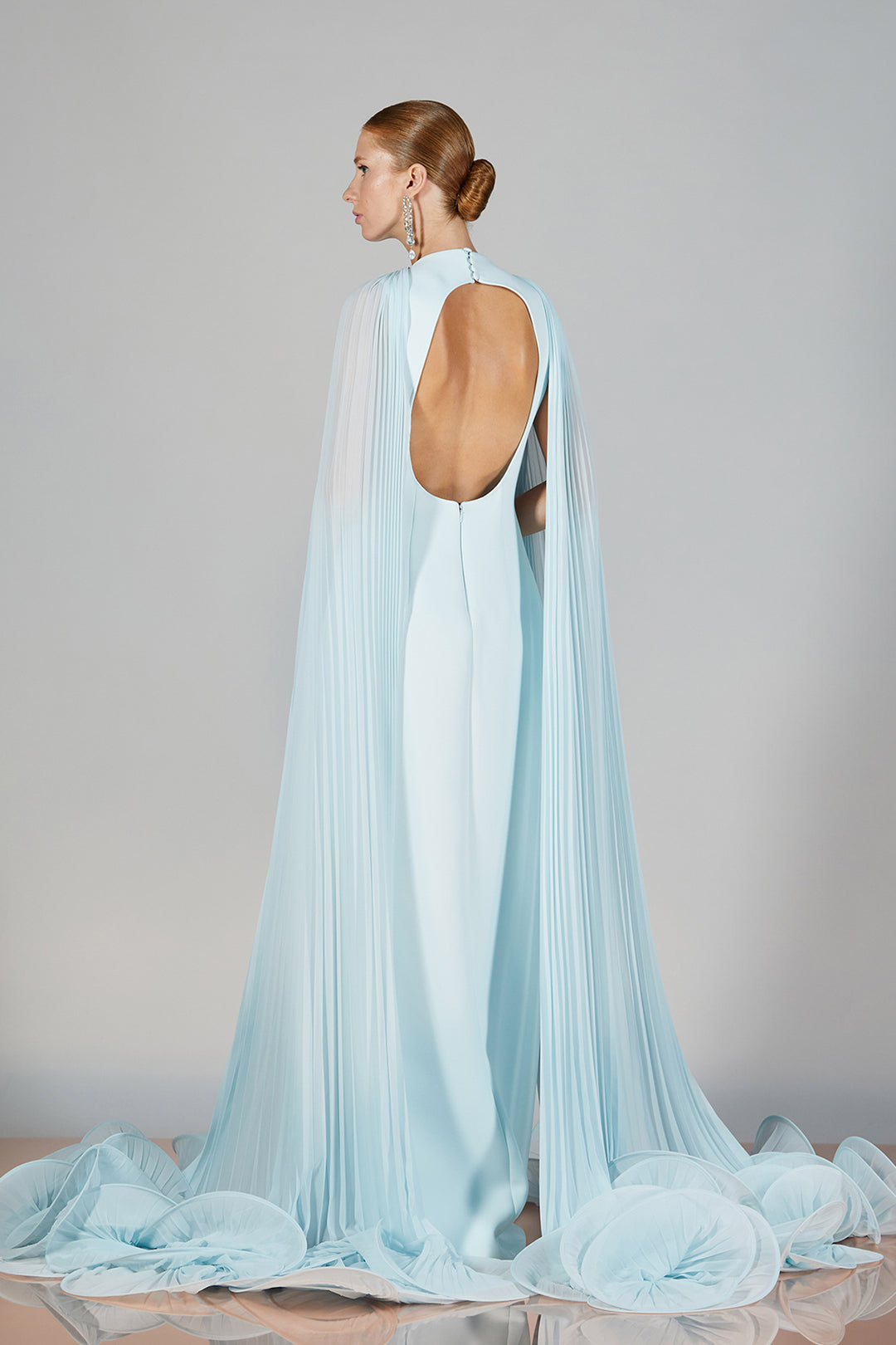 Cape-Neckline Silk Column Dress