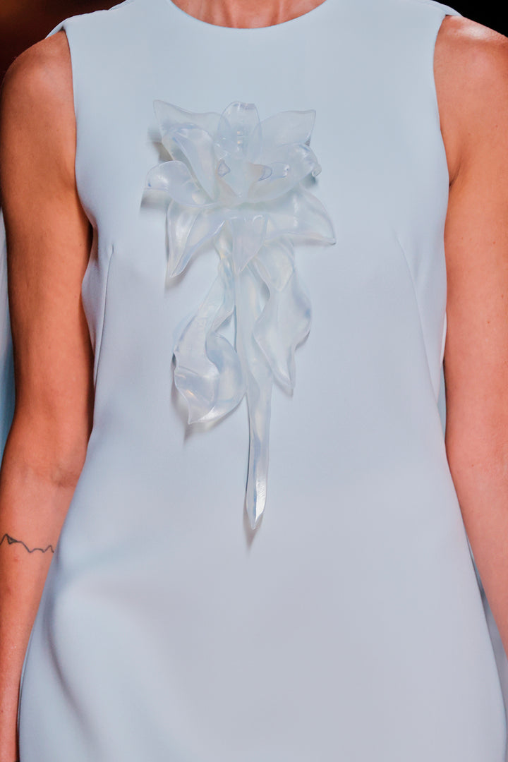 Cape-Neckline Silk Column Dress