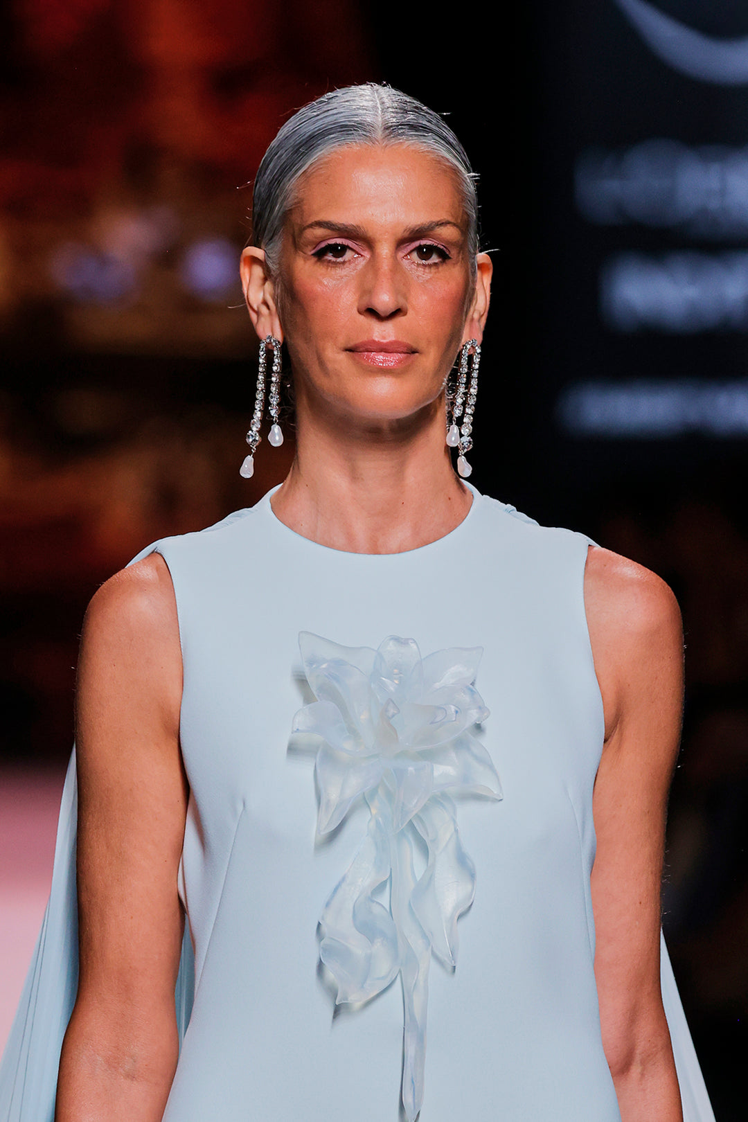 Cape-Neckline Silk Column Dress