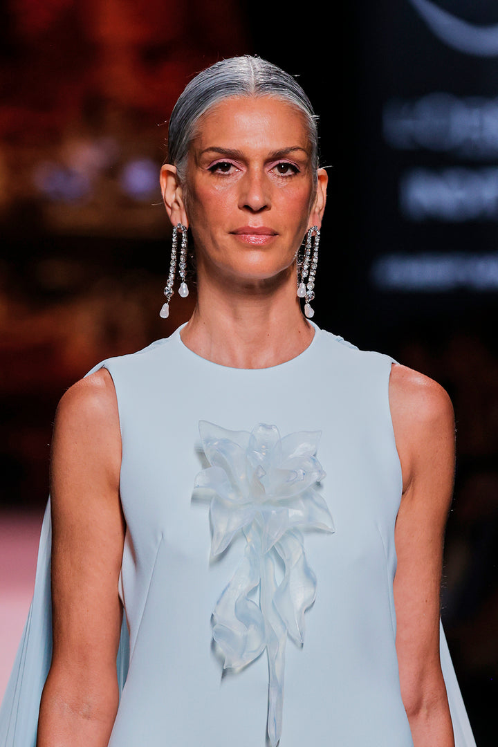 Cape-Neckline Silk Column Dress