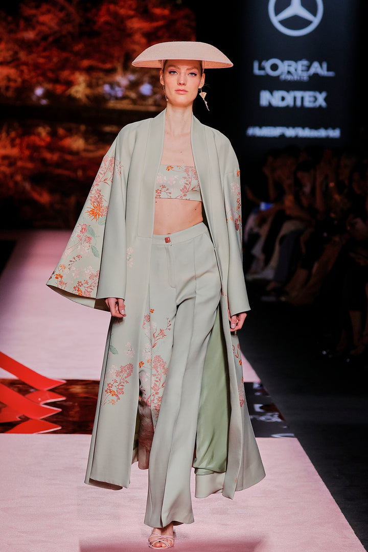 V-Neckline Satin Bell-Sleeve Dress