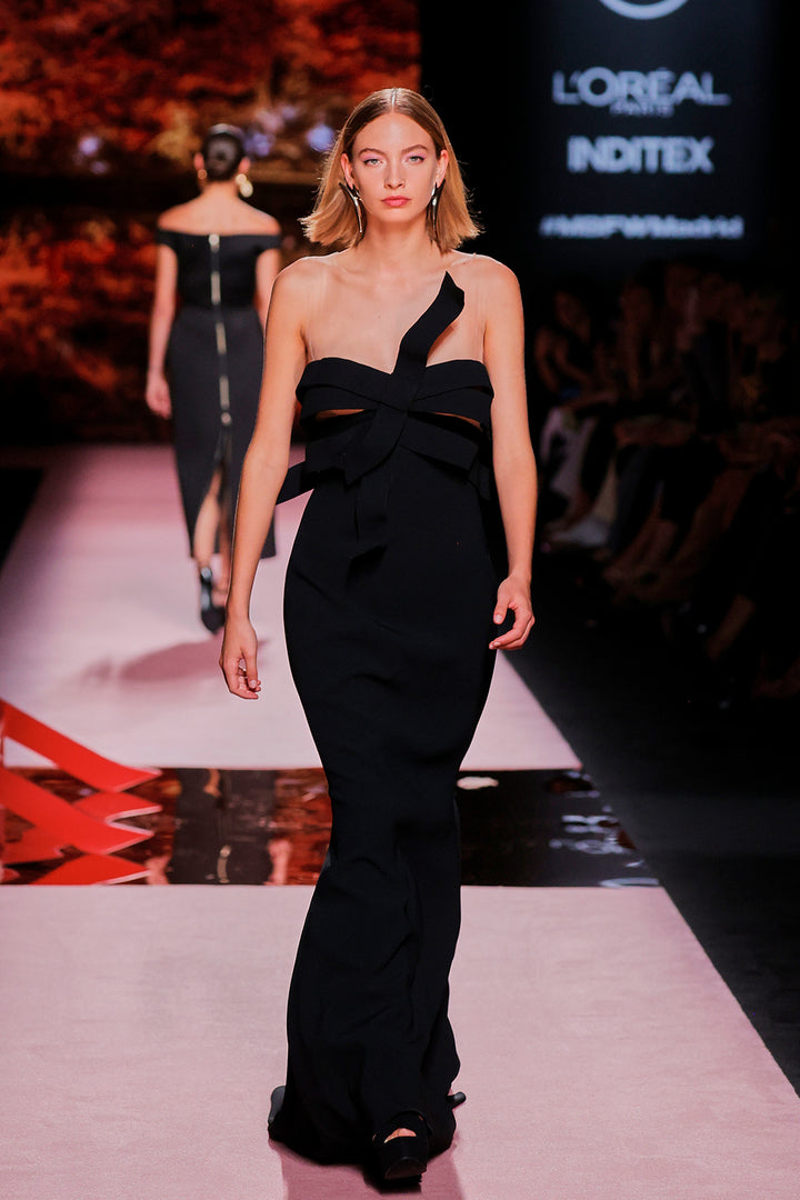 Strapless Crepe Column Dress