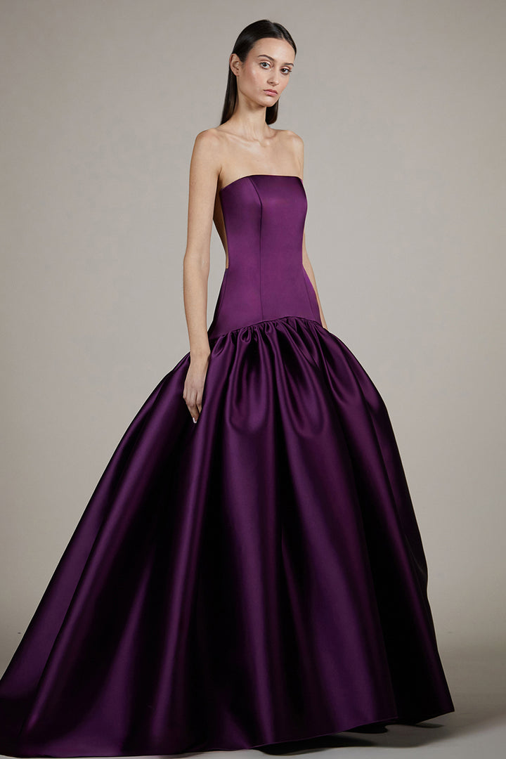 Strapless Structured A-Line Long Dress