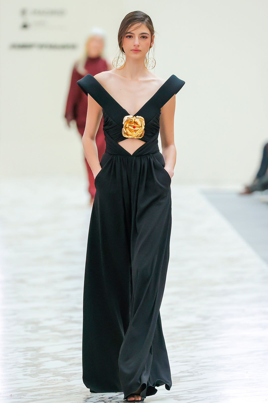 Off-The-Shoulder Sculpted Bodice Jumpsuit