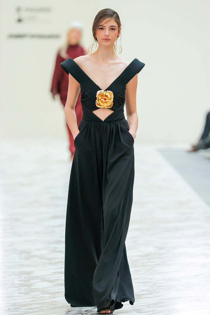 Off-The-Shoulder Sculpted Bodice Jumpsuit