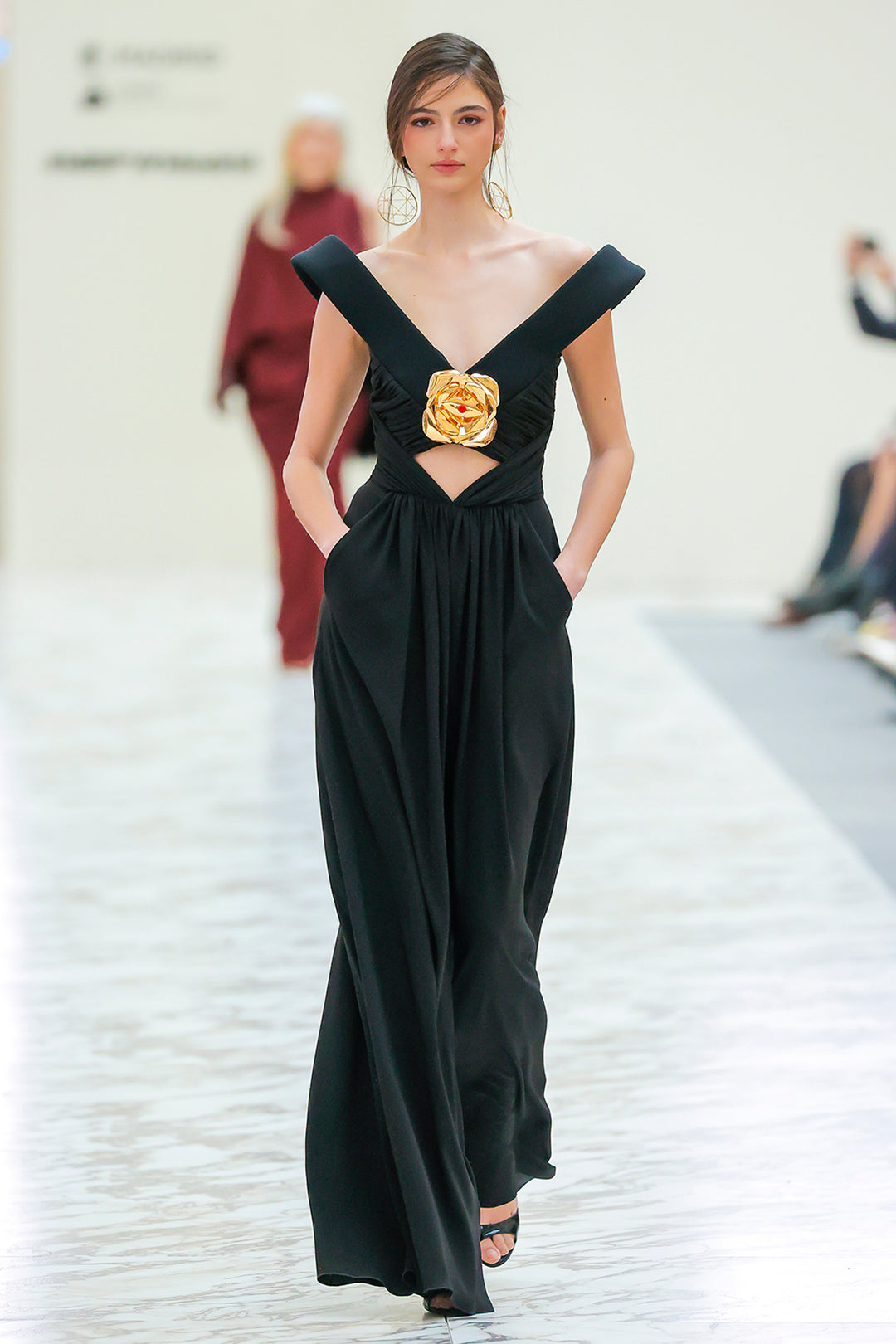 Off-The-Shoulder Sculpted Bodice Jumpsuit