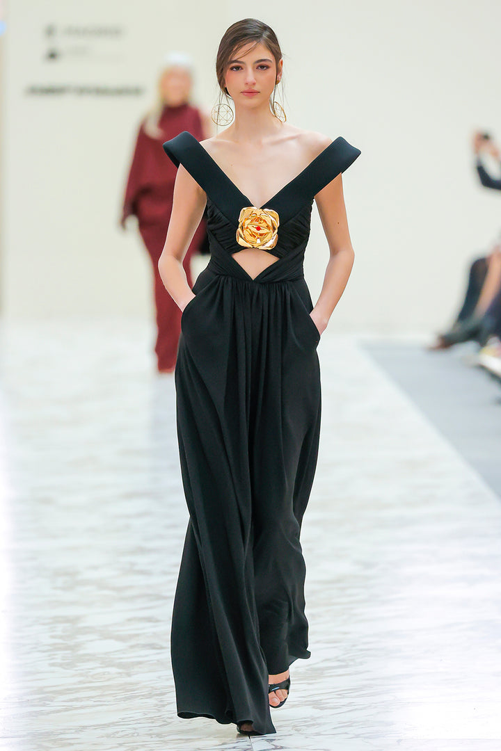 Off-The-Shoulder Sculpted Bodice Jumpsuit