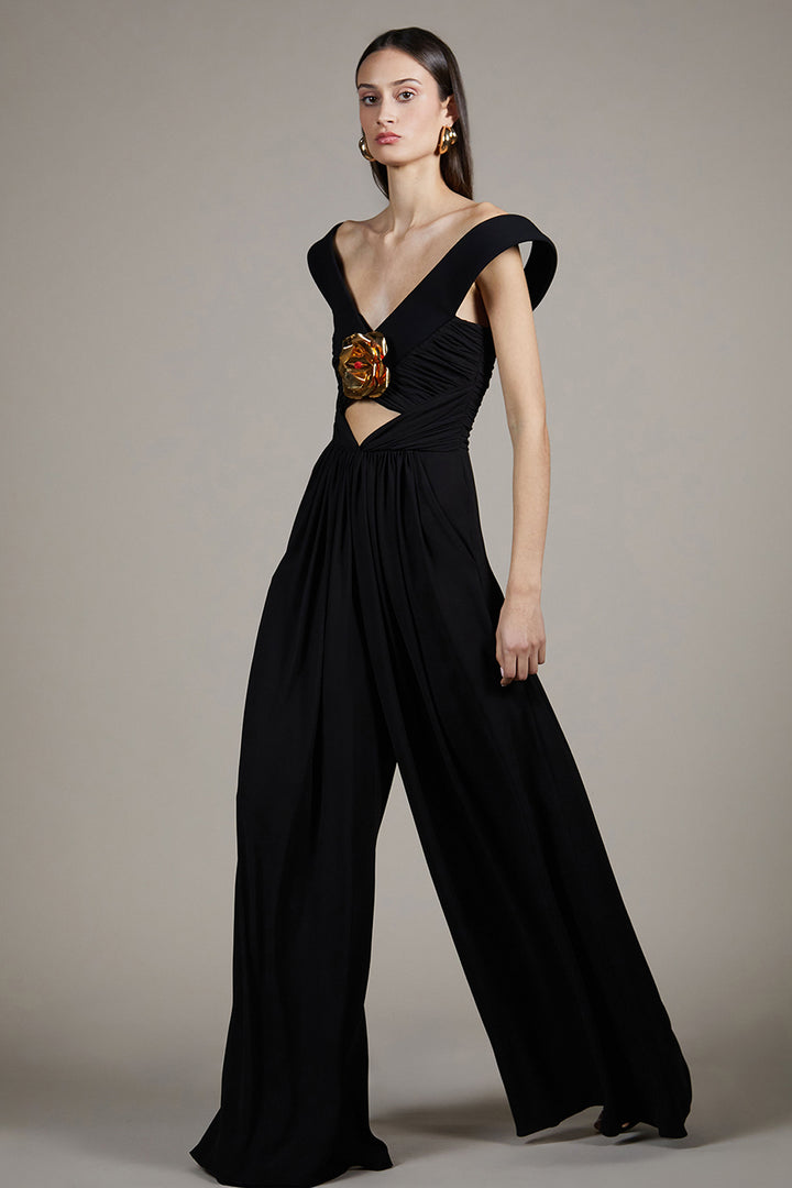 Off-The-Shoulder Sculpted Bodice Jumpsuit