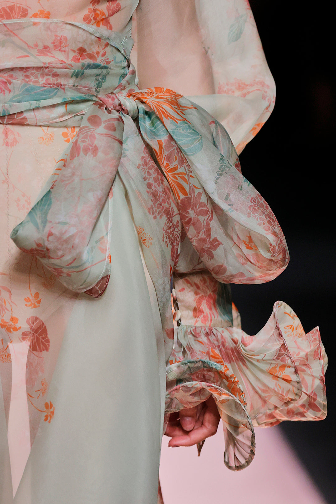 Lantern-Sleeve Printed A-line Dress