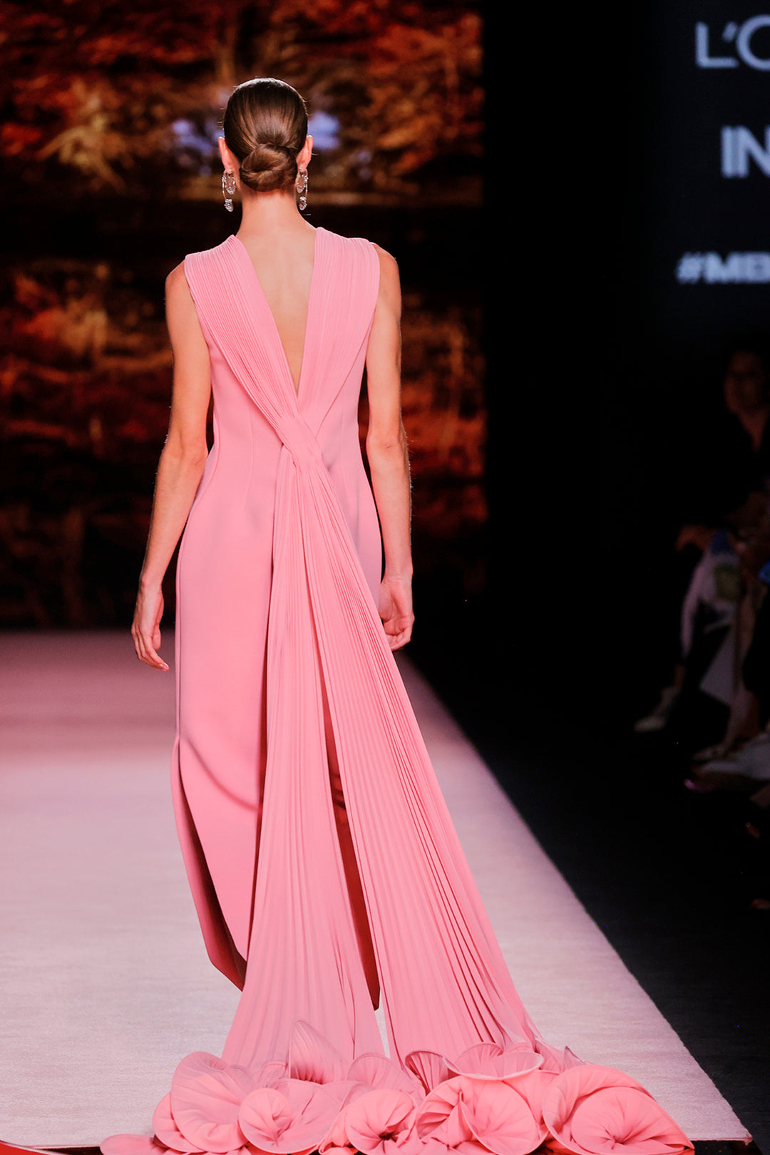 Closed-Neckline Satin Column Dress