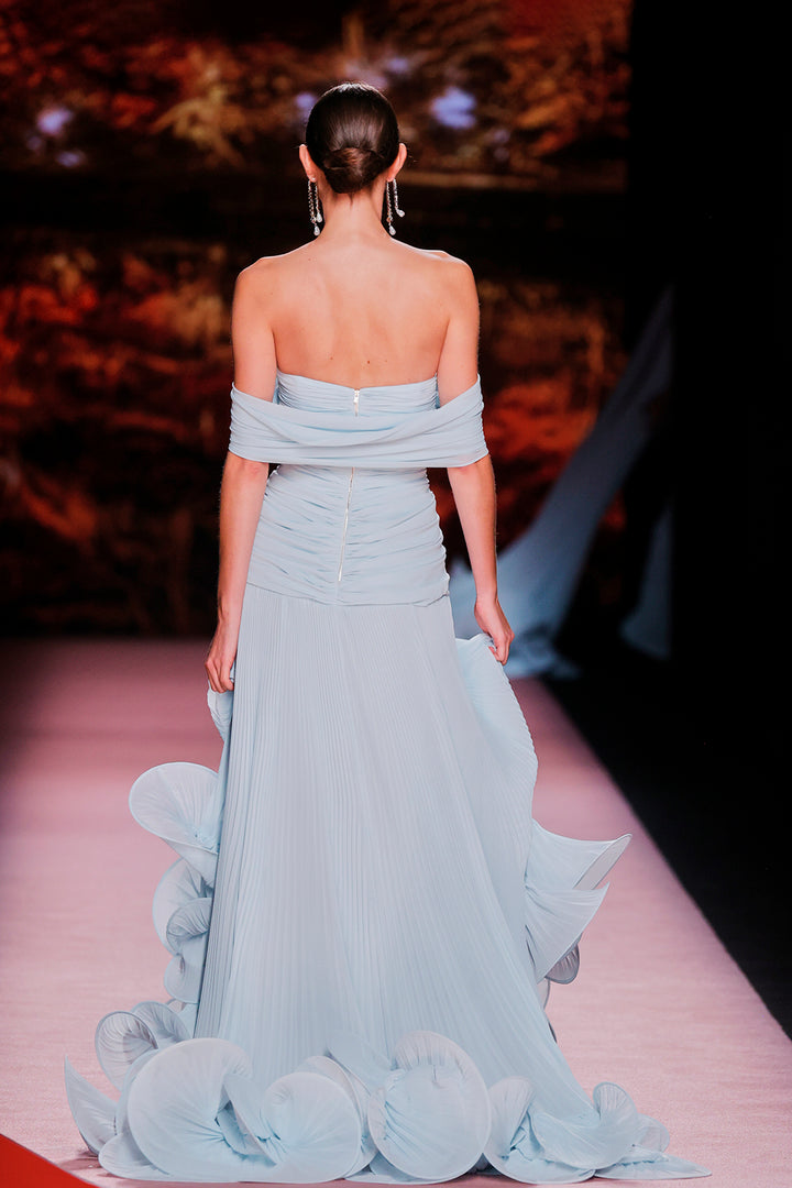 Off-The-Shoulder Satin A-line Dress