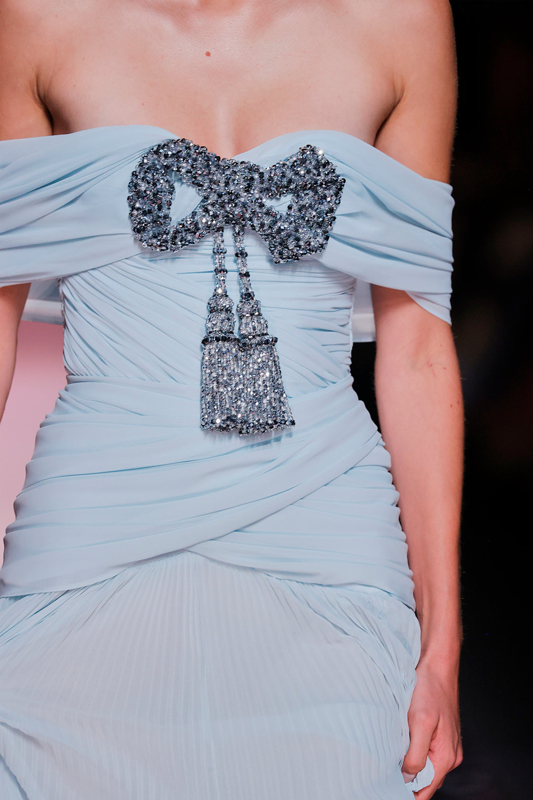 Off-The-Shoulder Satin A-line Dress