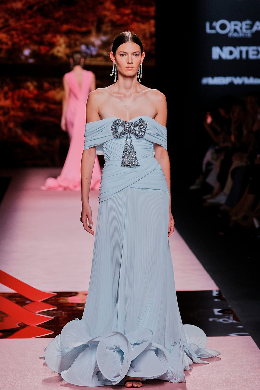 Off-The-Shoulder Satin A-line Dress