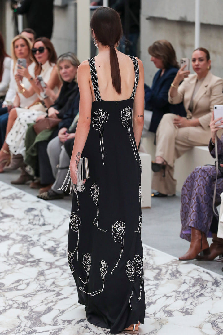 Sparkling Floral Halter Dress