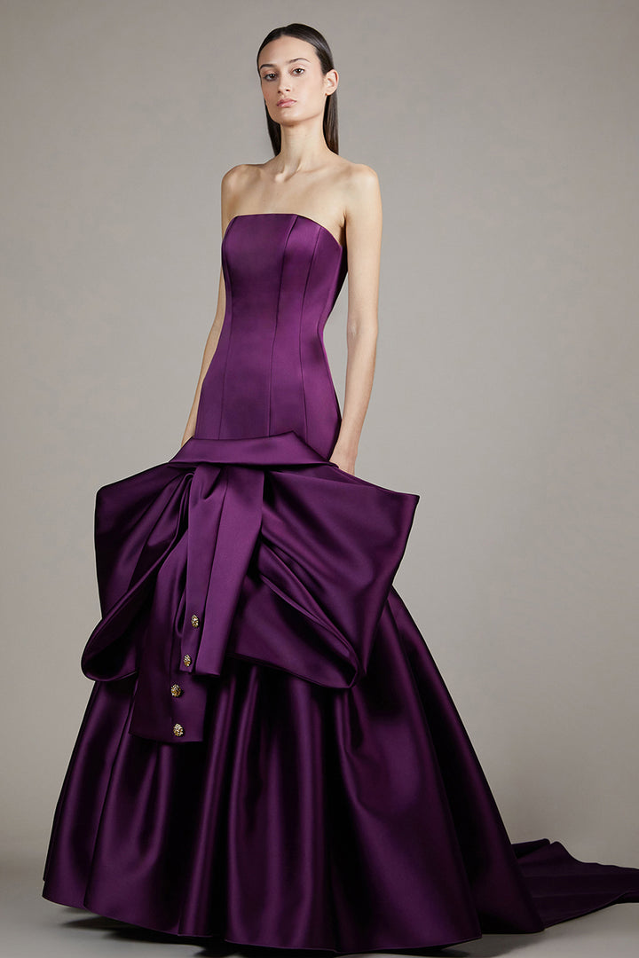 Strapless Satin Full-Length Dress