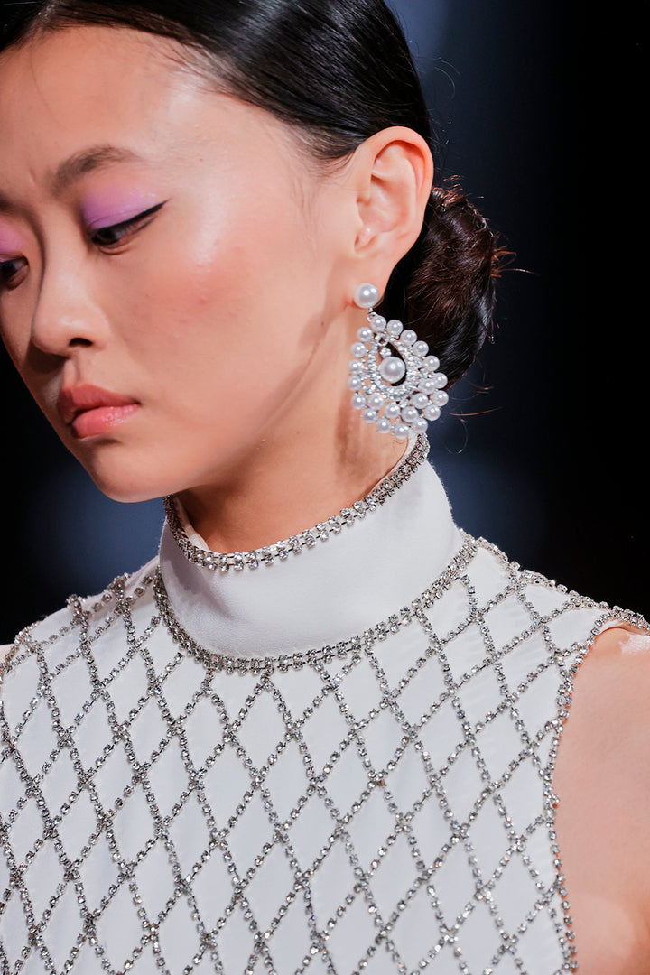 Beaded Jewel-Neckline Dress