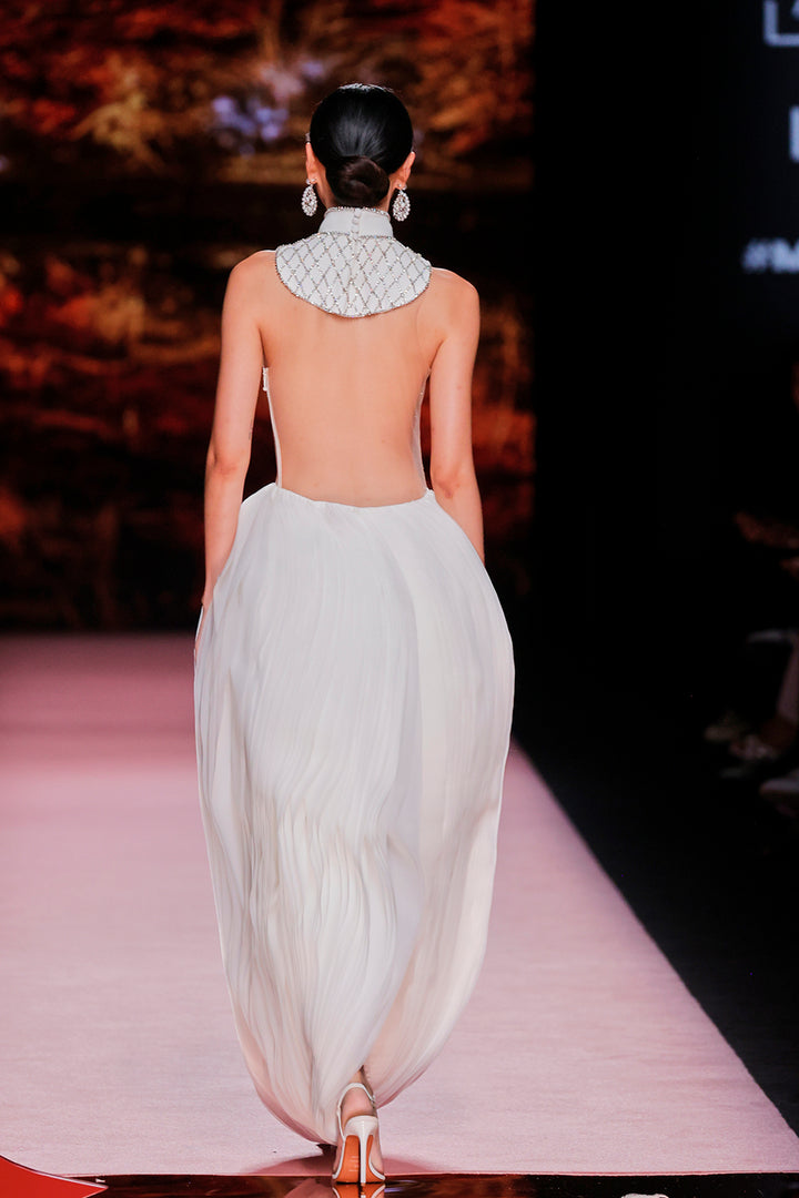 Beaded Jewel-Neckline Dress