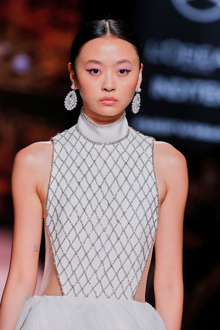 Beaded Jewel-Neckline Dress