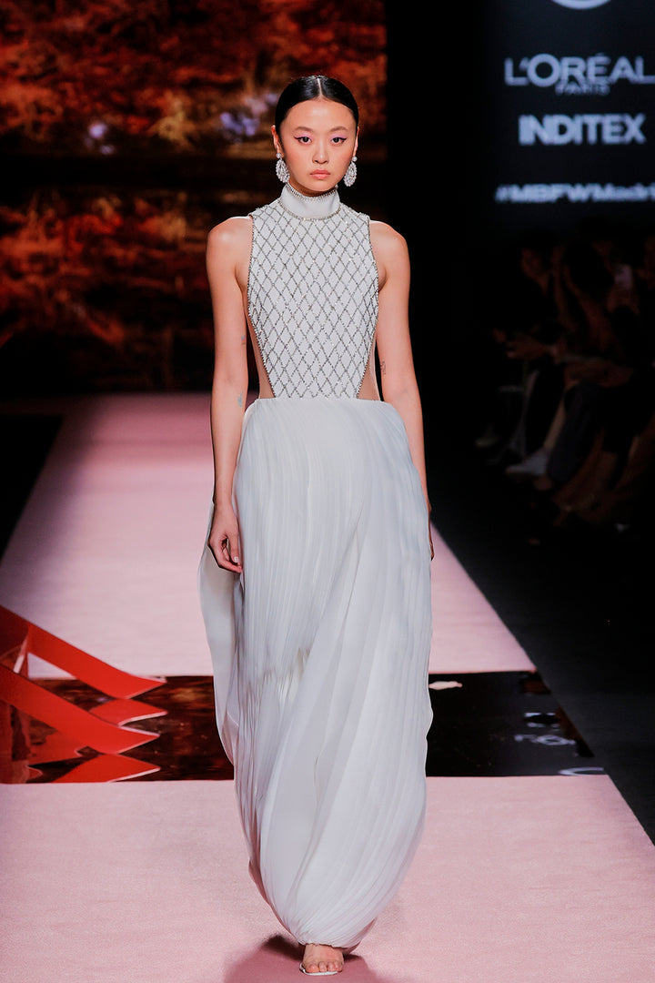 Beaded Jewel-Neckline Dress