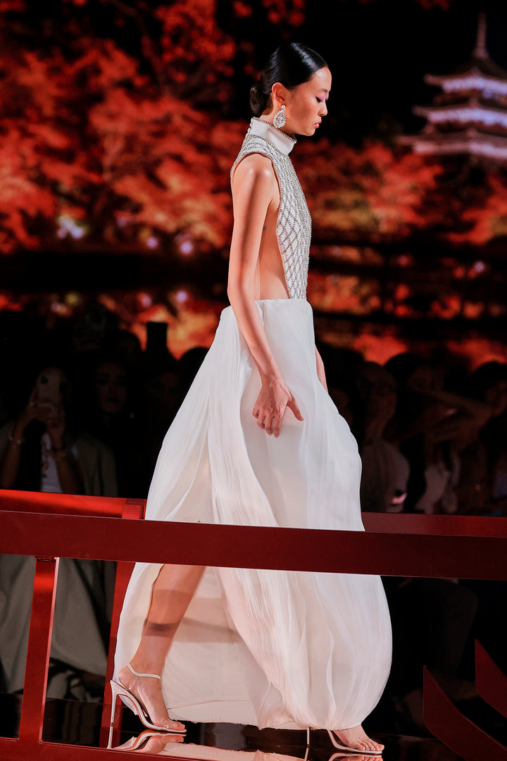 Beaded Jewel-Neckline Dress