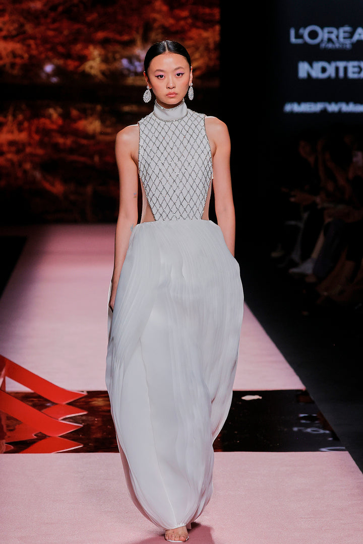 Beaded Jewel-Neckline Dress