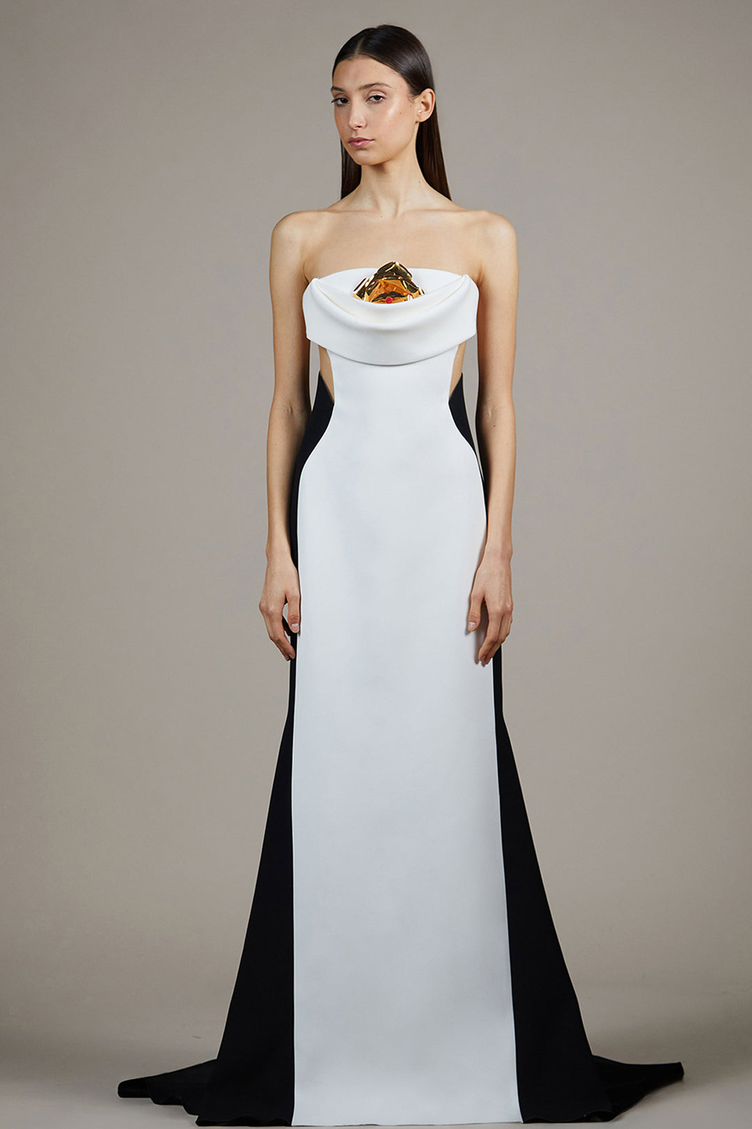 dress with black side panels Lana Black Mesh Panel Ruched Maxi Dress, M / Black