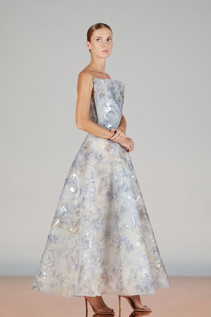 Strapless Brocade A-line Dress