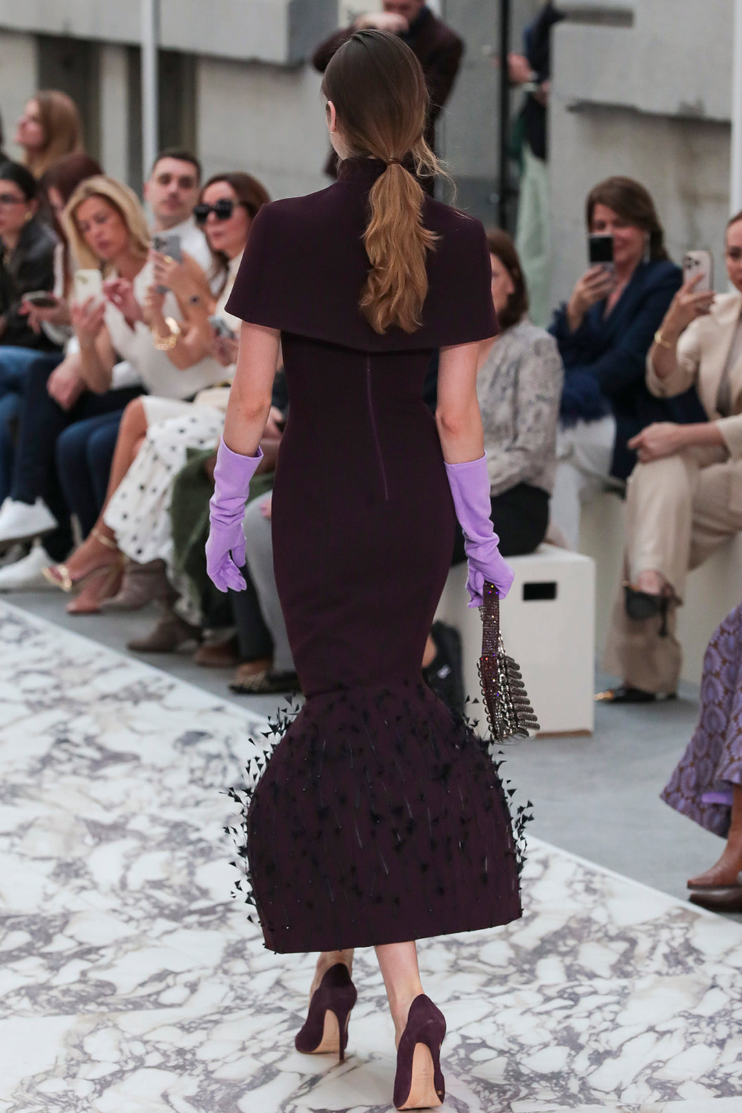 Strapless Fitted Dress with 3D Feather Embellishment