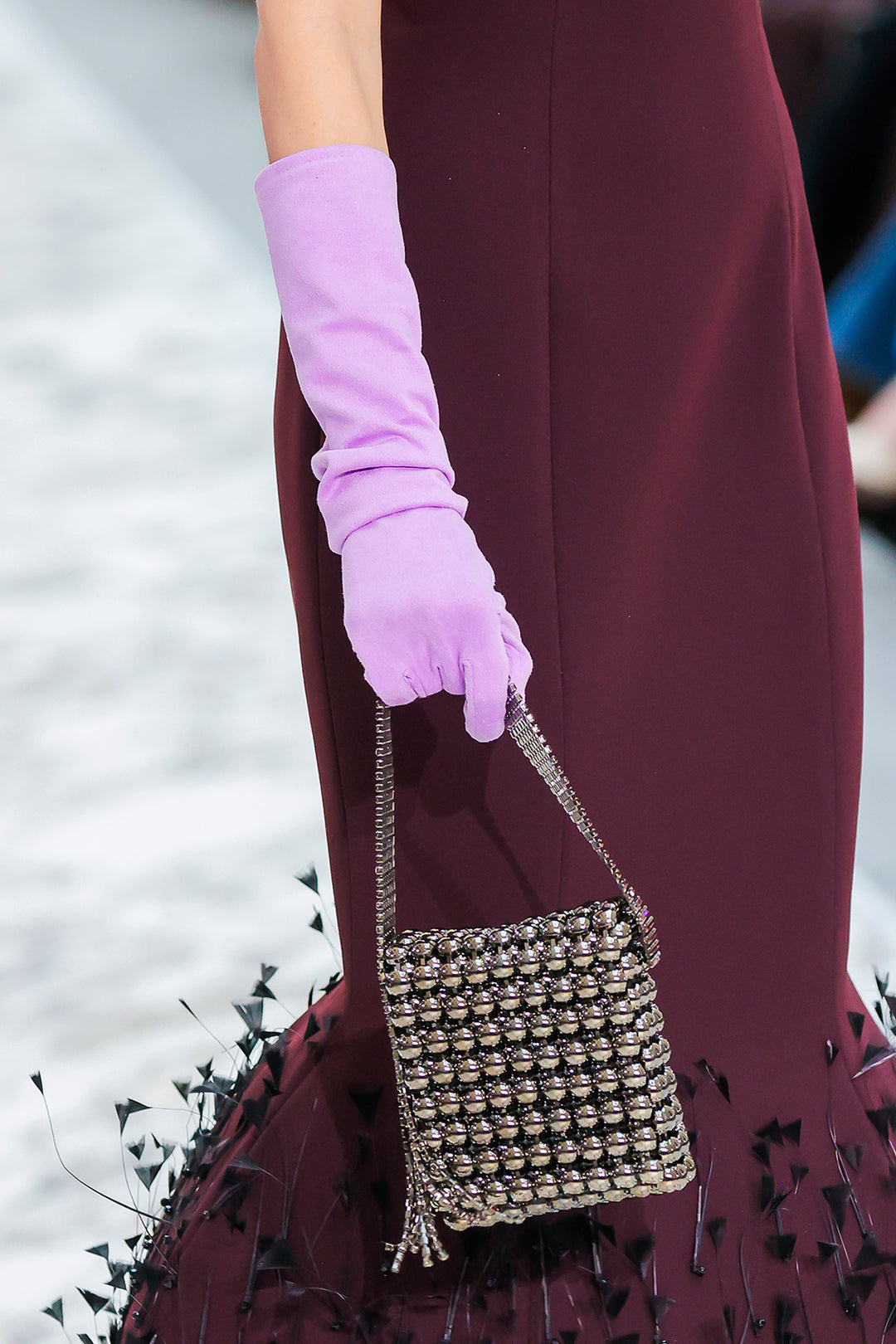 Strapless Fitted Dress with 3D Feather Embellishment