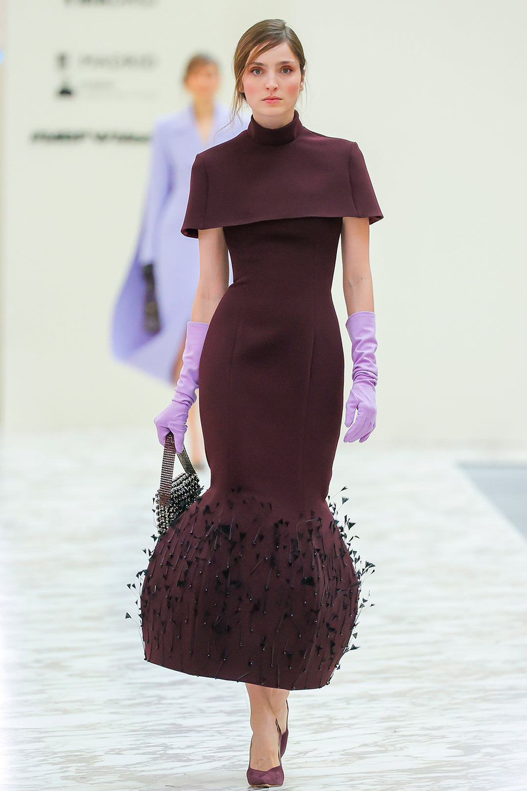 Strapless Fitted Dress with 3D Feather Embellishment