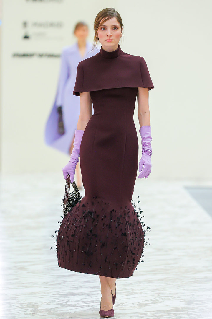 Strapless Fitted Dress with 3D Feather Embellishment