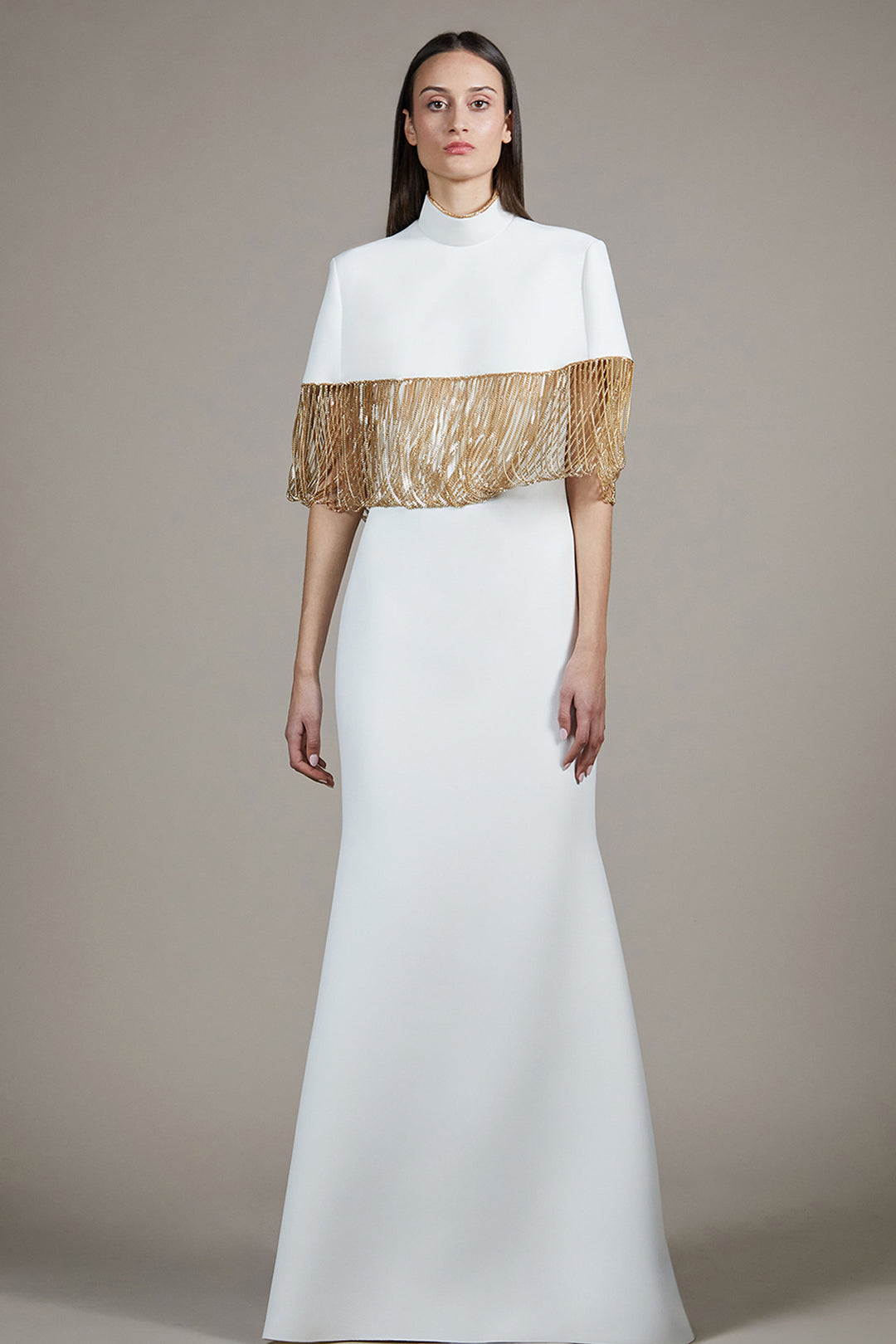 Caped A-line Dress with Sequin Fringe M.R DESIGN Caped A-line Dress with Sequin Fringe M.R DESIGN