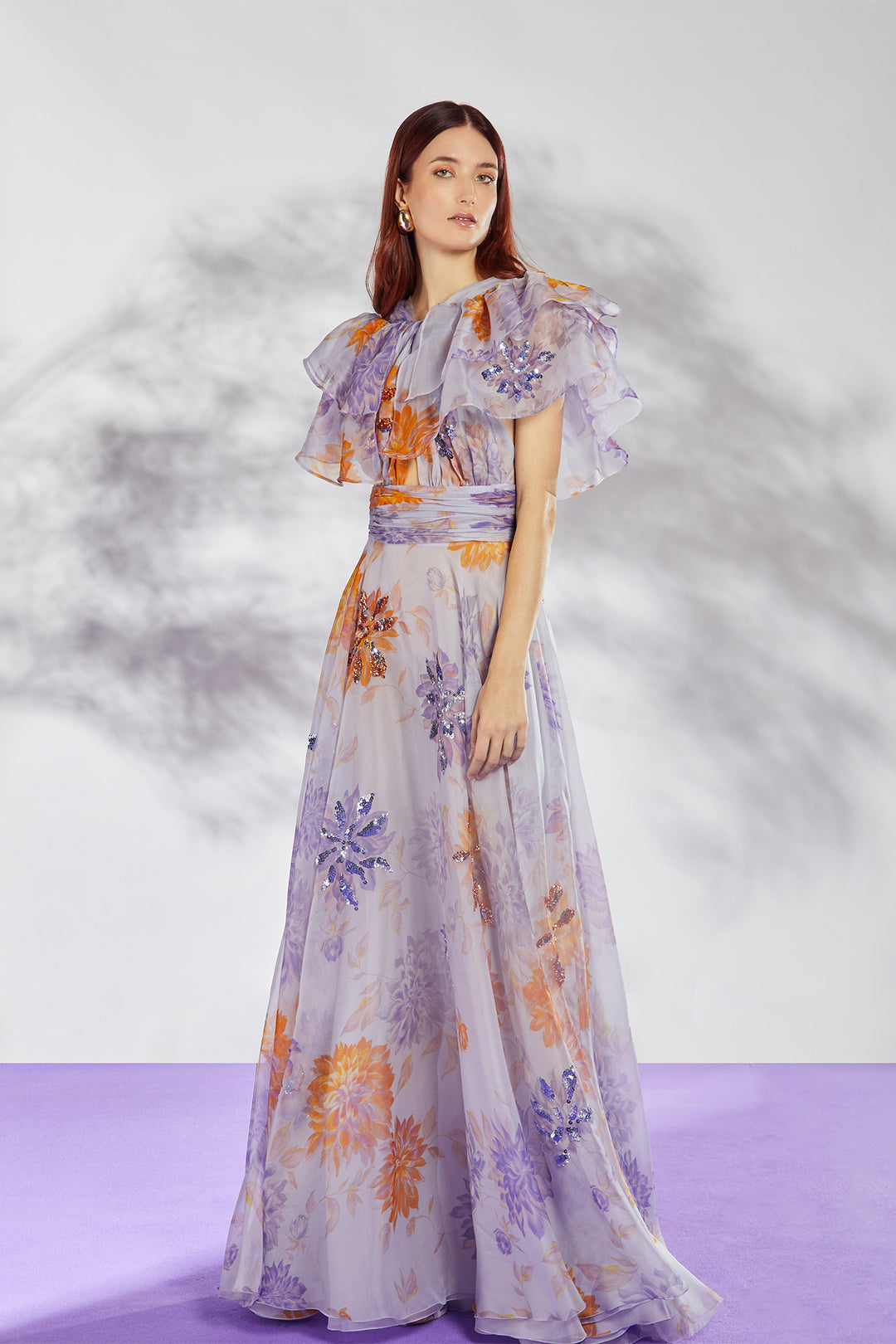Puff Shoulders Embroidered Printed Dress Multicolor / US 4 Puff Shoulders Embroidered Printed Dress Multicolor / US 4