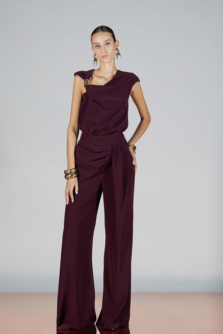 Open-Neckline Satin Ensemble