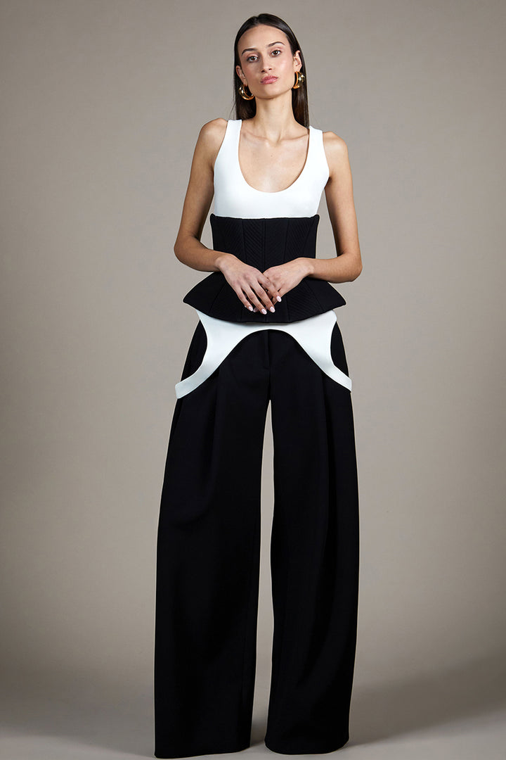 3D Peplum Wide-Leg Ensemble