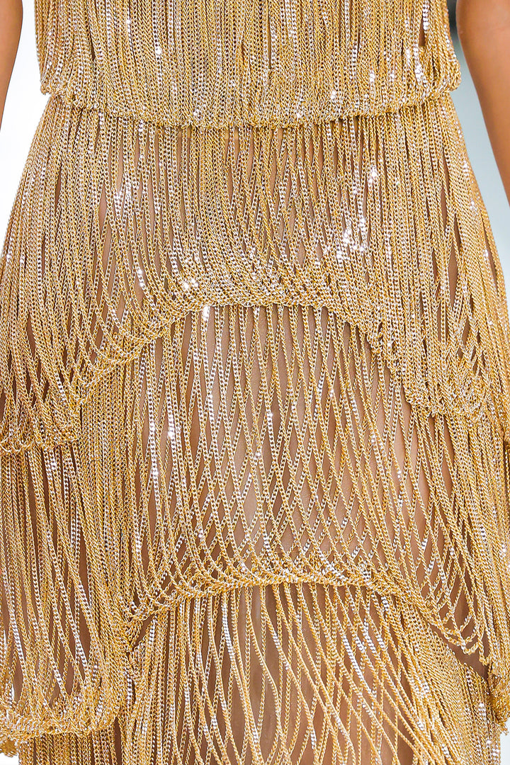 Tiered Beaded Fringe Dress