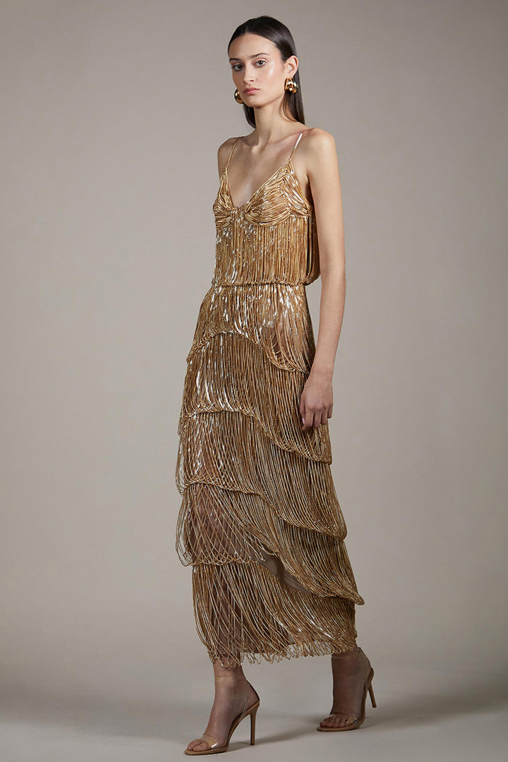 Tiered Beaded Fringe Dress